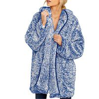 Women's Fashion Suede Warm Casual Soft Coat,Winter Outdoor Lesiure Jacket Hoodie Overcoat Fleece Outwear Jacket (Blue, S)