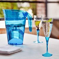 BalsaCircle 24 pcs 5 oz Serenity Blue Plastic Champagne Flutes - Disposable Tableware Wedding Party Event Home Catering