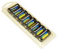 Panasonic CR123A Lithium 3V Photo Lithium Batteries, 0.67" Dia x 1.36" H (17.0 mm x 34.5 mm), Black, Gold, Blue (Pack of 8)