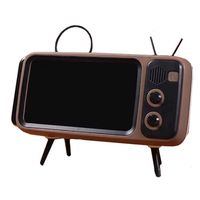 Perfuw Television Phone Holder, Portable BT Speaker with Retro Tv Style Stand Holder, 3D Stereo Sound Quality, 32.8ft Wireless Range BT 5.0 - Compatible with iPhone (Coffee, Holder)