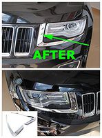 Nicebee Headlights Trim Cover Bezel Chrome ABS For Jeep Grand Cherokee 2014-2016