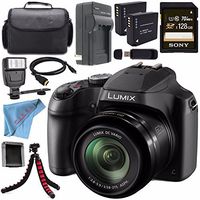 Panasonic Lumix DC-FZ80 DC-FZ80K Digital Camera + Rechargable Li-Ion Battery + Home and Car External Charger + Sony 128GB SDXC Card + Carrying Case + Tripod + HDMI Cable + Fibercloth + Flash Bundle