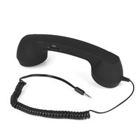 Anti-Radiation Vintage Wired Telephone Headphones 3.5mm Cell Phone Handset w/Mic for iPhone(Black)