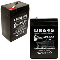 2 Pack Replacement for UBC UB645 Battery - Replacement UB645 Universal Sealed Lead Acid Battery (6V, 4.5Ah, 4500mAh, F1 Terminal, AGM, SLA) - Includes 4 F1 to F2 Terminal Adapters