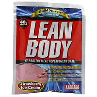 Lean Body All-In-One Strawberry Meal Replacement Shake. 40g Protein Whey Blend, 8g Healthy Fats & Fiber, 22 Vitamins and Minerals , No artificial color, Gluten Free, (80 MRP Packets)