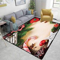 Christmas Animals Area Rug Office, Assortment of Festive Ornaments Cinnamon Stick Star Anise Candy Cane Toy Sledge, Durable Carpet Area rug - Living Dinning Room Bedroom Rugs and Carpets(3'x 8')