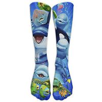 WENXIANSGTISF Ocean Animals Dolphin Shark Turtle Whale Long Socks Women's Knee High Funky Socks