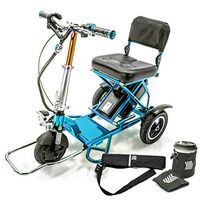TRIAXE Sport Foldable Electric Mobility Scooter + Cane & Cup Holder - Blue