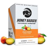 Honey Badger Vegan Vitamin C + Immune Support Hydration Electrolyte Powder | Peach Mango | Natural Rehydration Hangover Endurance Support | Caffeine Free Sucralose Free + Beets | 10 Servings