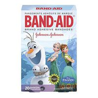 Johnson and Johnson Band-Aid Brand Disney Frozen Adhesive Bandages Assorted Sizes 20 ct Box - 24 per case.