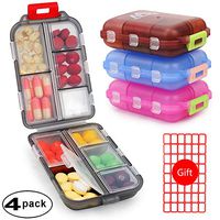 4 Pack Pill Case Portable Small Weekly Travel Pill Organizer Portable Pocket Pill Box Dispenser for Purse Vitamin Fish Oil Compartments Container Medicine Box by Muchengbao