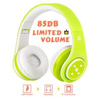 Midola Volume Limited 85dB Kids Headphone Bluetooth Wireless Over Ear Foldable Stereo Sound Noise Protection Headset with AUX 3.5mm Cord Mic for Boys Girls Kids Cellphone pad Tablets TV Green