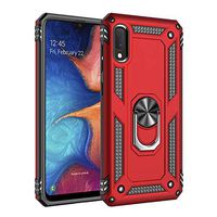 Case Compatible with Samsung Galaxy A10E Case Clear Slim Soft Silicone+Hard Plastic Cover with Frame Finger Grip Rotating Ring Holder Stand Work with Magnetic Car Mount for Galaxy A10E (red)