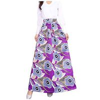 Women's High Waist Midi Length Pleated Skirt Vintage Elastic Waist A-Line Swing Midi Skirts Plus Size (XL, Purple)