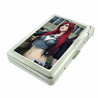 Cosplay Pin Up Girls Costume Dress Up D15 Cigarette Case Lighter Smoking King Size Cigarettes Silver Metal Wallet 4" X 2.75" RFID Protection