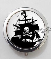 BlackKey Pirate Skull Crossed Swords Pattern 3-Compartment Decorative Pocket Gift Box Case Organizer for Pill, Color 1-94