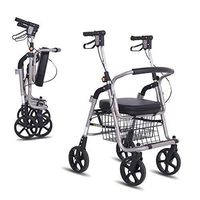 Folding Rollator Walker, 4 Wheel Rolling Walker with Seat, Mobility Rollator Lightweight Aluminum Walker with 8" Wheels for Seniors
