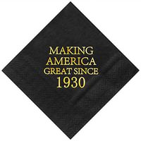 Crisky 90th Birthday Napkins Black and Gold Dessert Beverage Cocktail Cake Napkins 90th Birthday Decorations Party Supplies, Making America Great Since 1930, 50 Count, 3-Ply