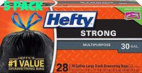 Hefty Strong Multipurpose Large Black Garbage Bags - 30 Gallon, 28 Count (Pack of 2)