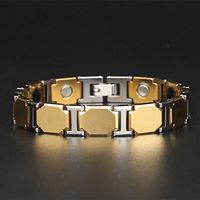 Men's Punk Gold Titanium Magnetic Therapy Germanium Bracelet Pain Relief