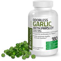 Bronson Odorless Garlic with Parsley Capsules 500 mg - Supports Cardiovascular Health - Promotes Immune Function, Non-GMO, Gluten Free, Dairy Free, 180 Softels