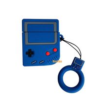 UnnFiko Game Boy Shape AirPods Case, 3D Cartoon Soft Silicone Protective Mini Bag Cute Retro Creative Airpods 1 & 2 Stand Cover with Finger Loop (Game Blue, Airpods 1 & 2)