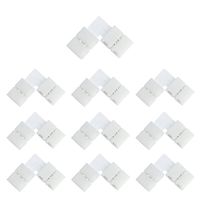 LightingWill 10pcs Pack L Shape Solderless Snap Down 2 Pin LED Strip Connector for Right Angle Corner or 90 Angle Turning Connection of 10mm Wide 5050 5630 Single Color Flex LED Strips