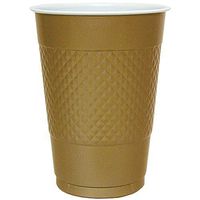 Hanna K. Signature Collection 100 Count Plastic Cup, 16-Ounce, Gold, Diamond OR circle pattern