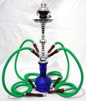 4 Hose Hookah Pipe Green Earth 22" Nargila Shisha Smoking Party Set with Four Pro Lounge Hoses