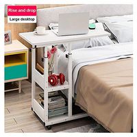 Mijaution Overbed Table - Adjustable Height Movable Bedside Table Computer Desk Sofa Table Double Shelves with Wheels - Medical Or Household Table (White, 31.5"x15.7"(80cmx40cm))