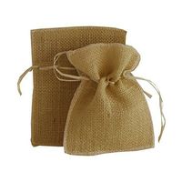 JAM PAPER Burlap Pouches with Drawstring - 4 1/2 x 6 - Natural Recycled - Bulk 96 Bags/Box