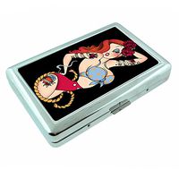 Sexy Pirate Pin Up Girl Silver Cigarette Case S10 Smoking Metal Wallet Id Holder 4" X 2.75"