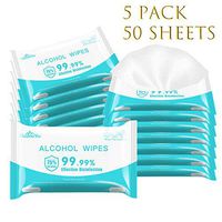 5 Packs 50 Sheets Disinfectant Wipes, 75% Alcohol Cleaning Wet Wipes,Alcohol Disinfectant Wipes,Daily Disinfecting Use Antiseptic Sterilization for Tourism Hotel,Restaurant,Home,Office,Car