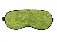 Amint Luxurious Fabric Lace Sleep Mask Eye Mask for Sleep with Ear Plugs Travel Green,7.9"*3.5"