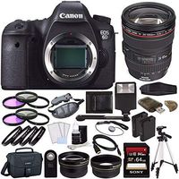 Canon EOS 6D DSLR Camera (Body Only) + Canon EF 24-105mm f/4L IS USM Lens + Battery + Sony 64GB SDXC Card + Canon EOS Shoulder Bag 100ES + Tripod + Flash + Remote + HDMI + Card Reader