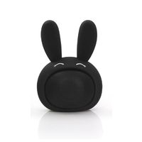 Mini Bluetooth Speaker Wireless Portable Cute Bunny with Squishy Ears (Ebony Black)