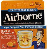 Airborne Effervescent Tablets Zesty Orange - 10 ct, Pack of 4