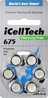 iCellTech Hearing Aid Batteries, 0% Hg (60 Batteries) (675)