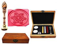 MNYR Fancy Christmas Snowflake Luxury Wood Box Red Brass Metal Peacock Wedding Invitations Gift Cards Paper Stationary Envelope Seals Custom Wax Seal Sealing Stamp Sticks Melting Spoon Wood Gift Kit