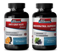 Anti-Aging Powder - Anti Gray Hair Solution – RESVERATROL Supreme 1200 - zinc Hair - 2 Bottles Combo (60 Capsules + 60 Capsules)