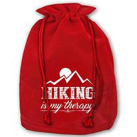 TTIWEP Hiking is My Therapy Shirt Red Christmas Drawstring Bags/Santa's Trouser Bag