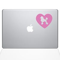 The Decal Guru Heart Poodle Decal Vinyl Sticker, 15" MacBook Pro (2015 & Older Models), Pink (1605-MAC-15P-BG)
