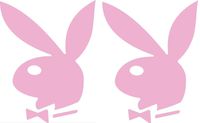 2 Playboy Bunnies Logo - Vinyl 5" tall (Color: PINK) decal laptop tablet skateboard car windows stickers - by So Cool Stuff