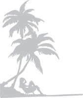 hBARSCI Tropical Beach Vacation Vinyl Decal - 5 Inches - for Cars, Trucks, Windows, Laptops, Tablets, Outdoor-Grade 2.5mil Thick Vinyl - Silver Gray