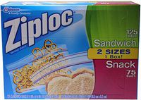 Ziploc Variety Pack, 125 Sandwich Bags, 75 Snack Bags