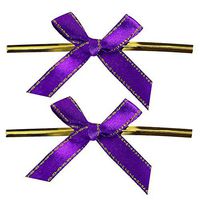 LEFV Twist Tie Bows, 250pcs Ribbon Bowknot for Bakery Cookies Candies Dessert Popcorn Wedding Party Favors Cello Bag Wraping, Purple