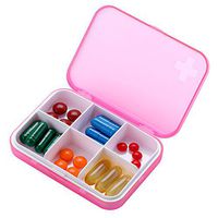 ZDQZC Pill Organizer - Portable Pill Box Small Pill Container for Purse or Pocket, Excellent Pill Storage Case (Pink, 6 Compartment)