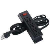 Wall Mount Power Strip with USB Mountable Power Outlet with 4 Plugs, Switch, Connect with 9.84 ft Extension Cord Mount Under Desk, Table, Workbench, Nightstand, Dresser, Home, Office, Hotel(4ASw-BK)