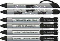 Greeting Pen Personalized Pens- Bride and Groom Silhouettes Wedding Invitation/Favor Rotating Message Pen - 6 Pack (P-WP-05-6)