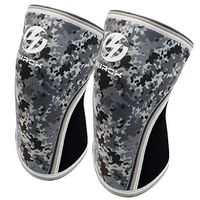 Elbow Sleeves (Pair) -Support & Compression for Crossfit, Weightlifting, Powerlifting, Basketball and Tennis - 5mm Neoprene Brace for Both Women & Men (Small, Black & Camo Grey)